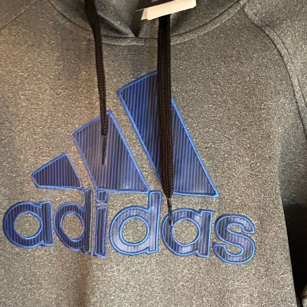 Adidas Men’s Hoodie NWT Large Gray with Blue